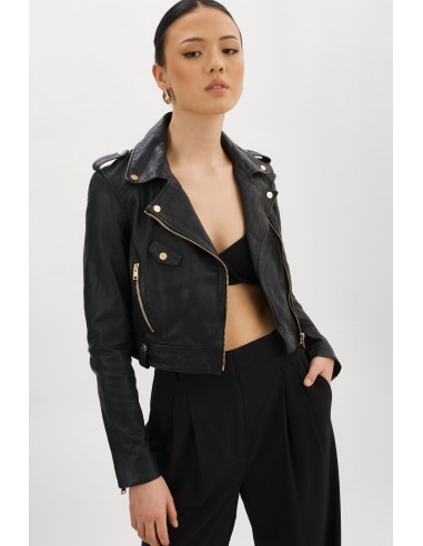 CIARA OR | Veste motard courte en cuir Amélioration de cerveau avec