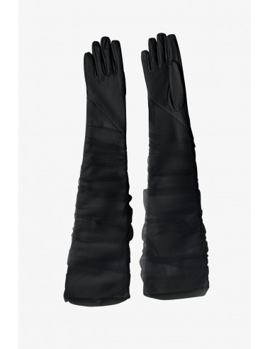 MARILYN | Faux Leather And Tulle Gloves de la marque