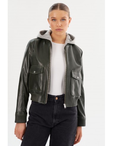 CANDACE | Leather Bomber Jacket Livraison rapide